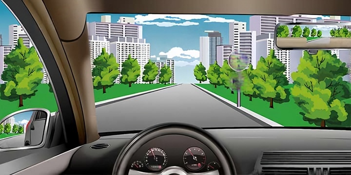 如图所示，在这段道路上一定要减少鸣喇叭的频率。配图