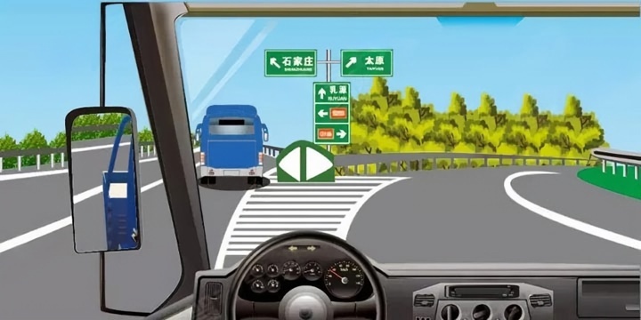 如图所示，驾驶机动车在高速公路出口时，以下正确的说法是什么？配图