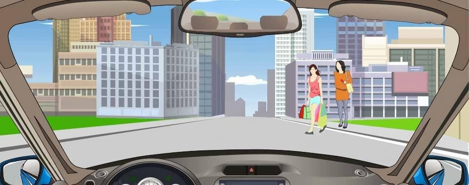 遇到图中所示的情况，应怎样行驶？配图