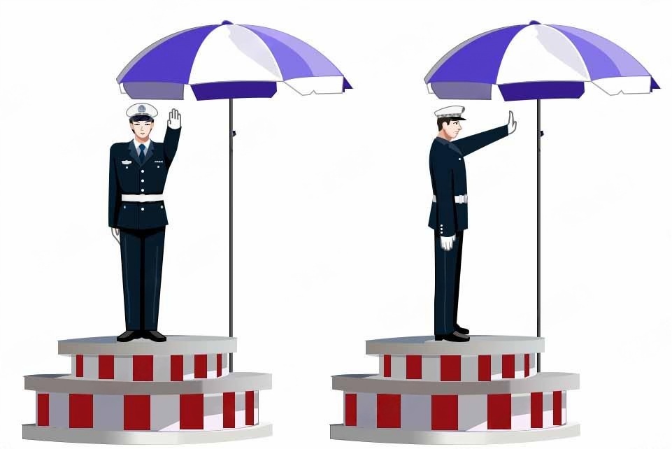 这一组交通警察手势是什么信号？配图