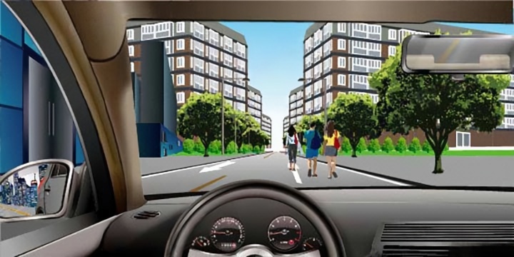 如图所示，驾驶机动车遇到这种行人应该注意什么？配图