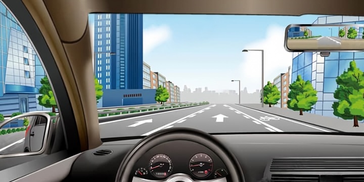 如图所示，路面菱形块虚线警告前方道路要减速慢行。配图