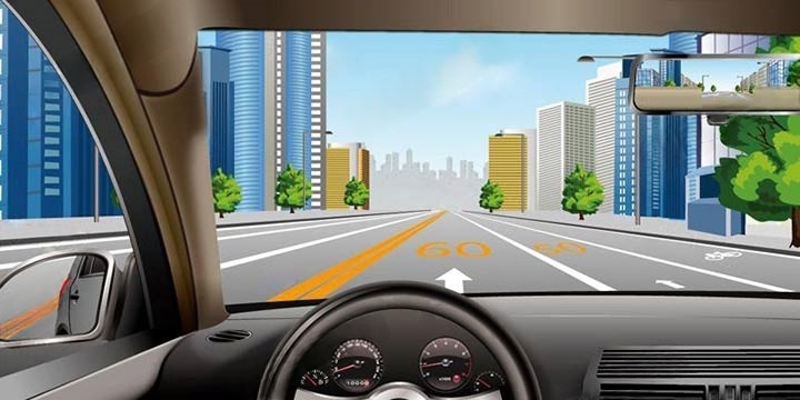 如图所示，路面标记指示这段道路上最低限速为60公里/小时。配图