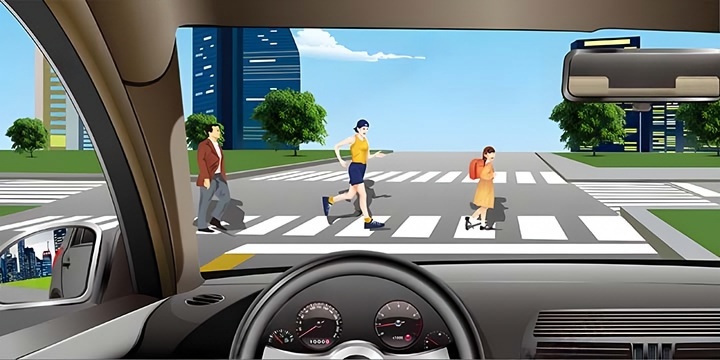 如图所示，遇到这种情形时，应怎么办？配图