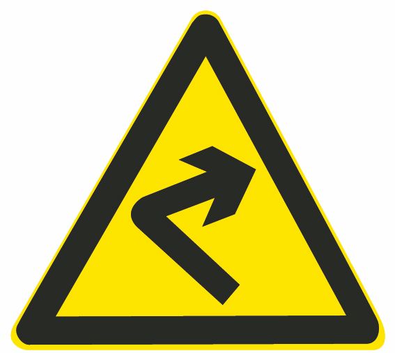 这个标志的含义是警告前方道路有障碍物，车辆减速绕行。配图