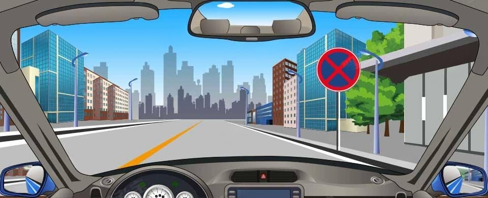 遇到图中所示标志，如何停车？配图
